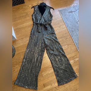 Women’s Size 10 Gold Sequin Jumpsuit with Belt